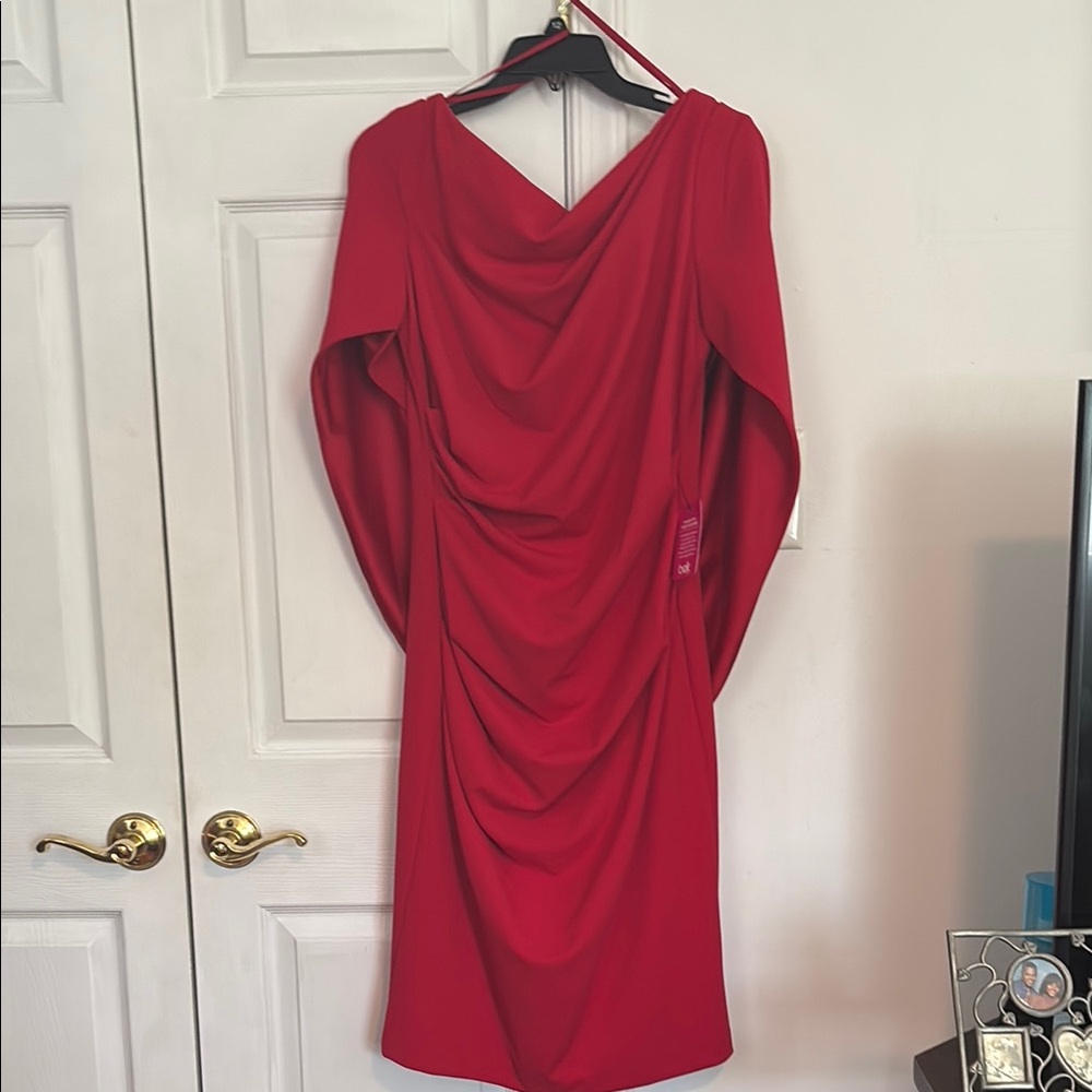 Elegant Red Draped Dress